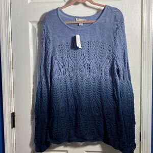 Christopher Banks Blue Ombre Crochet Sweater XL